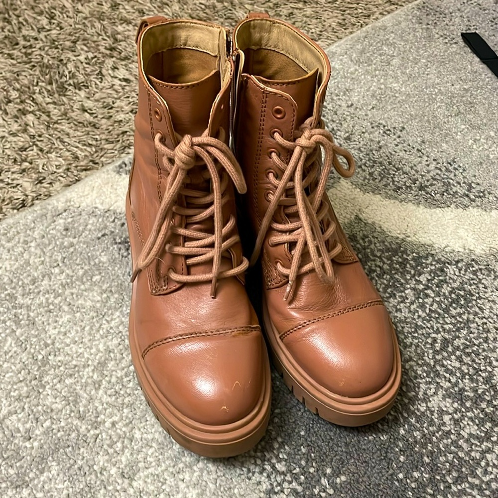 Aldo vegan leather boots light brown